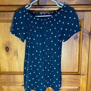 Girls Abercrombie Kids Navy and White Polka Dot Short Sleeve Basics Shirt